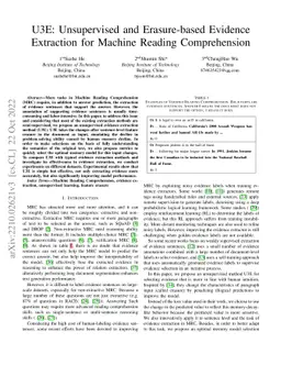 U3E: Unsupervised and Erasure-based Evidence Extraction for Machine
  Reading Comprehension