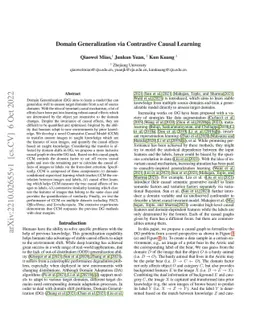 Domain Generalization via Contrastive Causal Learning