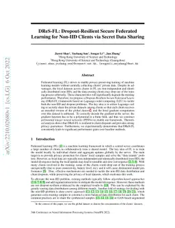 DReS-FL: Dropout-Resilient Secure Federated Learning for Non-IID Clients
  via Secret Data Sharing