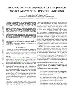 Embodied Referring Expression for Manipulation Question Answering in
  Interactive Environment