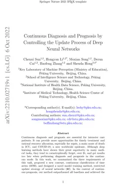 Continuous Diagnosis and Prognosis by Controlling the Update Process of
  Deep Neural Networks