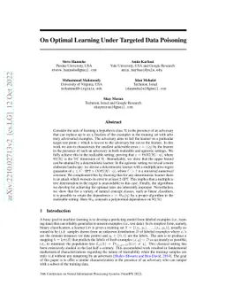 On Optimal Learning Under Targeted Data Poisoning