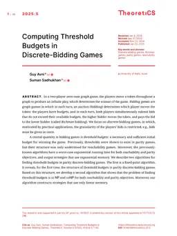 Computing Threshold Budgets in Discrete-Bidding Games