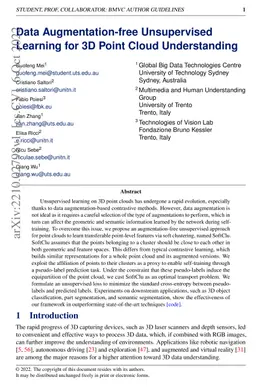 Data Augmentation-free Unsupervised Learning for 3D Point Cloud
  Understanding