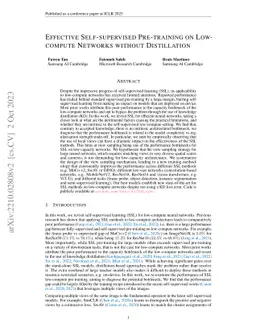 Effective Self-supervised Pre-training on Low-compute Networks without
  Distillation
