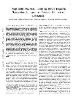 Deep Reinforcement Learning based Evasion Generative Adversarial Network
  for Botnet Detection