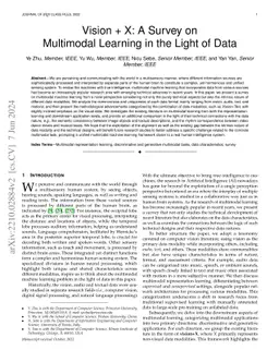 Vision+X: A Survey on Multimodal Learning in the Light of Data