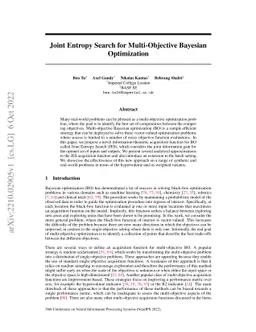 Joint Entropy Search for Multi-objective Bayesian Optimization