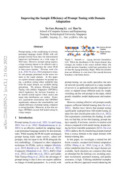 Improving the Sample Efficiency of Prompt Tuning with Domain Adaptation