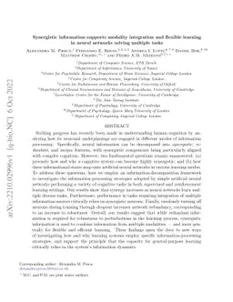 Synergistic information supports modality integration and flexible
  learning in neural networks solving multiple tasks