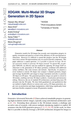 XDGAN: Multi-Modal 3D Shape Generation in 2D Space