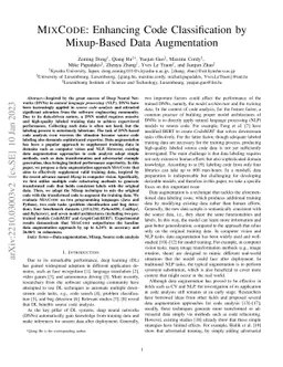 MIXCODE: Enhancing Code Classification by Mixup-Based Data Augmentation