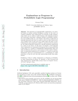 Explanations as Programs in Probabilistic Logic Programming