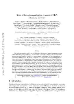 State-of-the-art generalisation research in NLP: A taxonomy and review