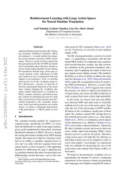 Reinforcement Learning with Large Action Spaces for Neural Machine
  Translation