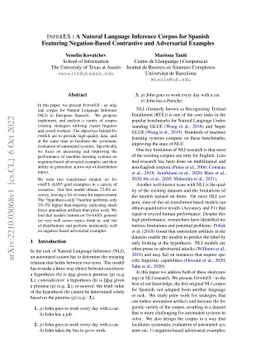 InferES : A Natural Language Inference Corpus for Spanish Featuring
  Negation-Based Contrastive and Adversarial Examples