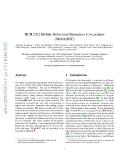 IJCB 2022 Mobile Behavioral Biometrics Competition (MobileB2C)