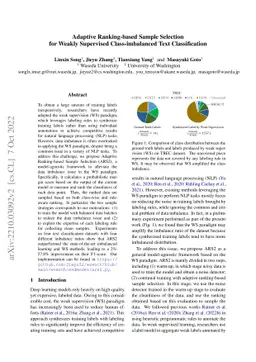 Adaptive Ranking-based Sample Selection for Weakly Supervised
  Class-imbalanced Text Classification