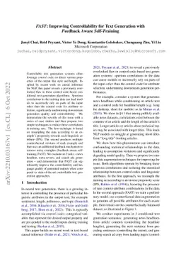 FAST: Improving Controllability for Text Generation with Feedback Aware
  Self-Training