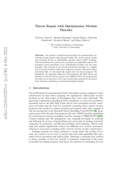 Threat Repair with Optimization Modulo Theories