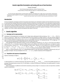 Genetic algorithm formulation and tuning with use of test functions