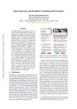 Improving Large-scale Paraphrase Acquisition and Generation