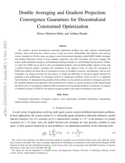 Double Averaging and Gradient Projection: Convergence Guarantees for
  Decentralized Constrained Optimization
