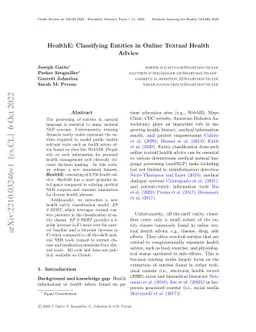 HealthE: Classifying Entities in Online Textual Health Advice