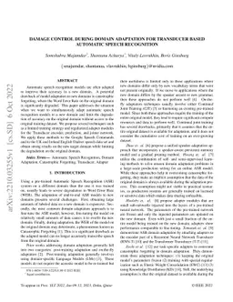 Damage Control During Domain Adaptation for Transducer Based Automatic
  Speech Recognition