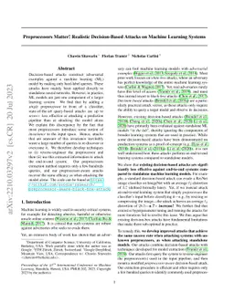 Preprocessors Matter! Realistic Decision-Based Attacks on Machine
  Learning Systems