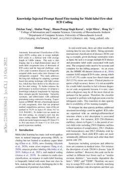 Knowledge Injected Prompt Based Fine-tuning for Multi-label Few-shot ICD
  Coding