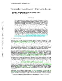 Scaling Forward Gradient With Local Losses