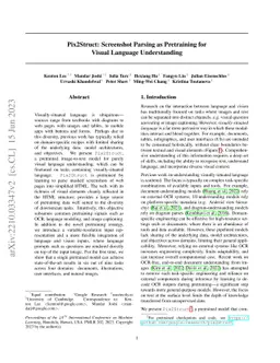 Pix2Struct: Screenshot Parsing as Pretraining for Visual Language
  Understanding