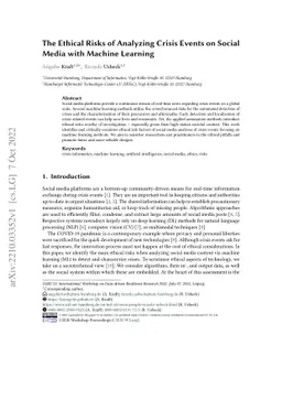 The Ethical Risks of Analyzing Crisis Events on Social Media with
  Machine Learning