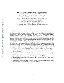 One-Wayness in Quantum Cryptography