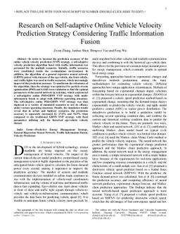 Research on Self-adaptive Online Vehicle Velocity Prediction Strategy
  Considering Traffic Information Fusion