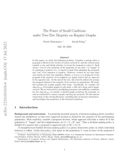 The Power of Small Coalitions under Two-Tier Majority on Regular Graphs