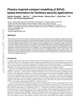 Physics inspired compact modelling of BiFeO$_3$ based memristors for
  hardware security applications