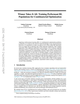 Winner Takes It All: Training Performant RL Populations for
  Combinatorial Optimization
