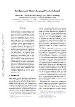 Hate Speech and Offensive Language Detection in Bengali