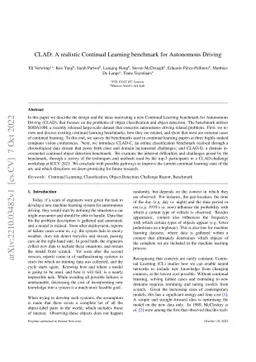 CLAD: A realistic Continual Learning benchmark for Autonomous Driving