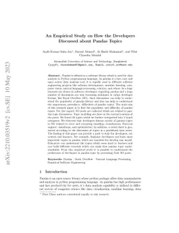 An Empirical Study on How the Developers Discussed about Pandas Topics