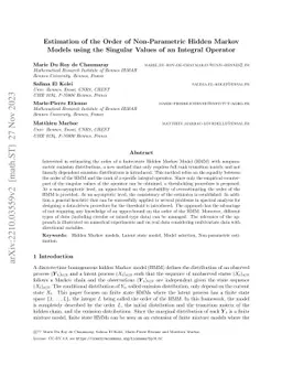 Estimation of the Order of Non-Parametric Hidden Markov Models using the
  Singular Values of an Integral Operator