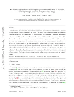Automated segmentation and morphological characterization of placental
  histology images based on a single labeled image