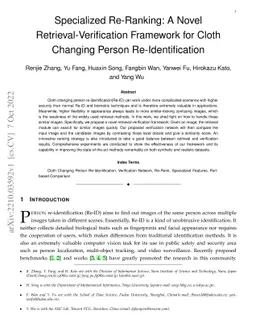 Specialized Re-Ranking: A Novel Retrieval-Verification Framework for
  Cloth Changing Person Re-Identification