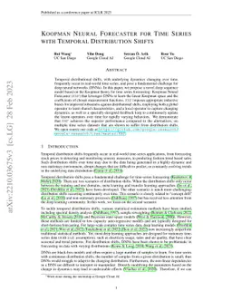 Koopman Neural Forecaster for Time Series with Temporal Distribution
  Shifts