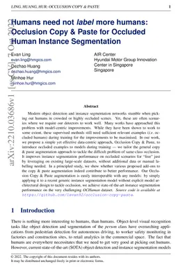 Humans need not label more humans: Occlusion Copy & Paste for Occluded
  Human Instance Segmentation