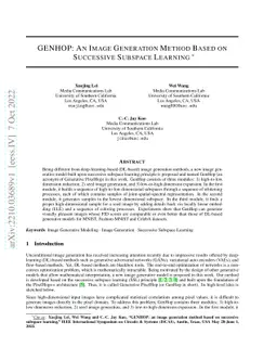 GENHOP: An Image Generation Method Based on Successive Subspace Learning