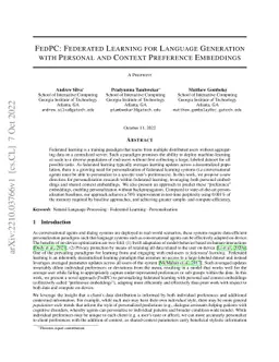 FedPC: Federated Learning for Language Generation with Personal and
  Context Preference Embeddings