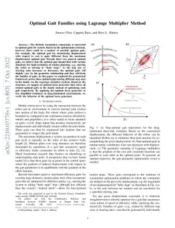 Optimal Gait Families using Lagrange Multiplier Method
